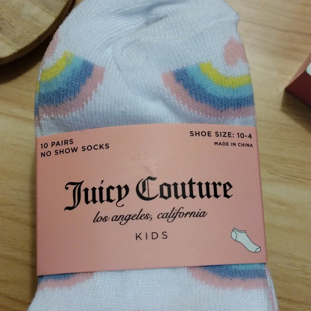 Juicy Couture Kids 🩷💜✨ 10 Pairs Multi-Pack No Show Socks Size 10-4 NWT